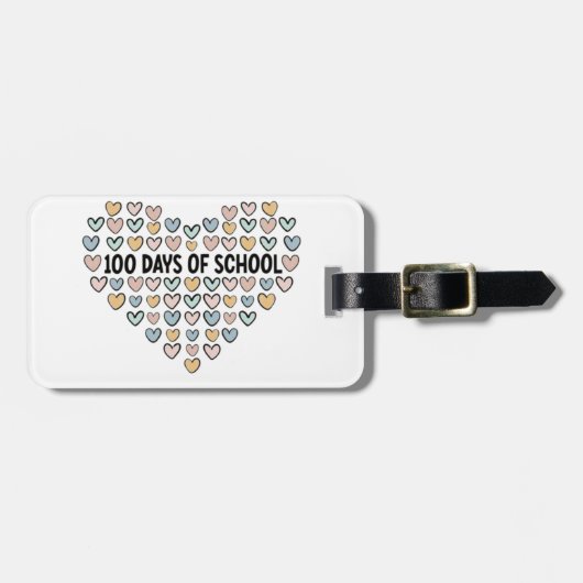💖 100 dagen School Heart Design Bagagelabel (Voorkant horizontaal)
