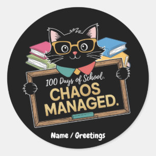 100 dagen school hoe deze grappige leraar overleef ronde sticker