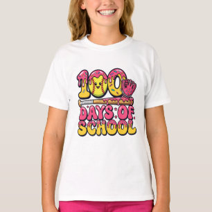 100 Dagen School Honkbal Donut Meisjes Softbal T-shirt