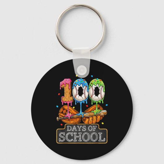 100 dagen school honkbal ijsdruppel student sleutelhanger (Voorkant)