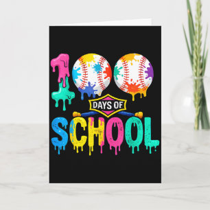 100 Dagen School Honkbal Jongens Kids Kleurrijk 10 Kaart