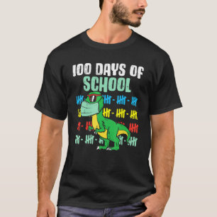 100 dagen school in Rex Dino in Masker Quarantine T-shirt