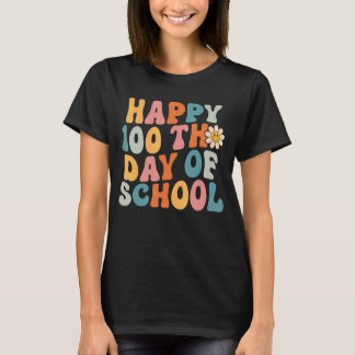 100 Dagen School Juf En Leerling Groovy Retro T-shirt