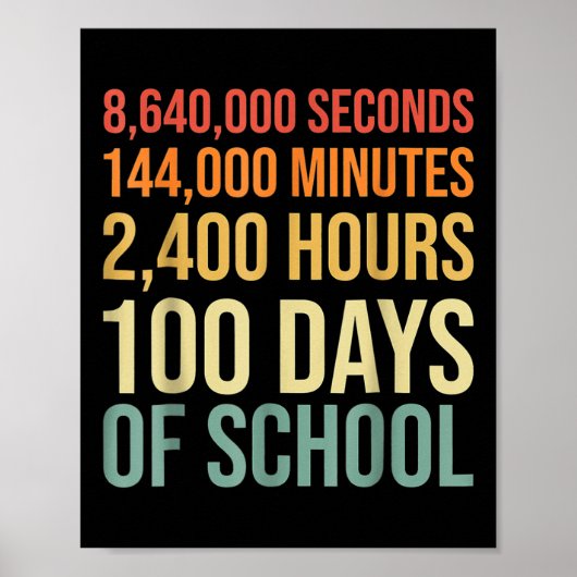 100 dagen school juf outfit 80s retro vintage poster (Voorkant)