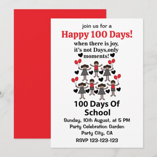 100 dagen school kaart (Voorkant / Achterkant)