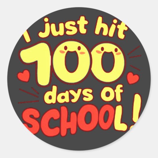 100 dagen School Kawaii Style Design Ronde Sticker (Voorkant)
