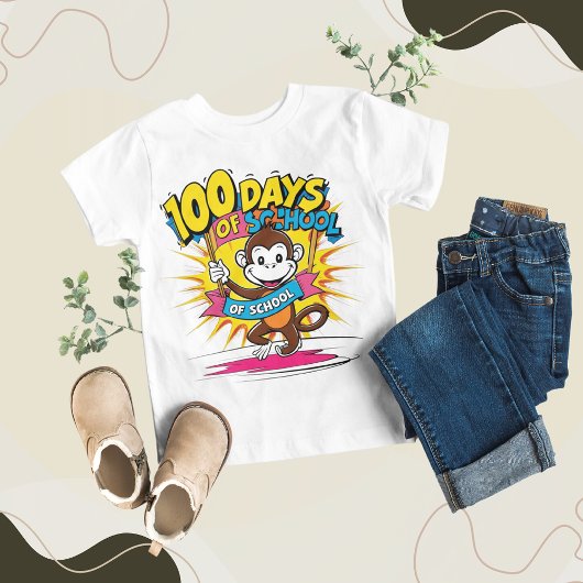 100 dagen School Kleurrijke Aap Kinder Design T-shirt