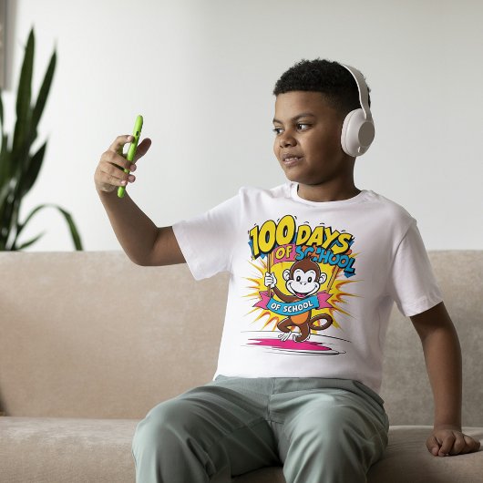 100 dagen School Kleurrijke Aap Kinder Design T-shirt