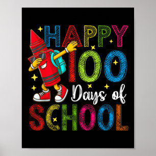 100 dagen School Kleurrijke Dabbing Pencil Teacher Poster