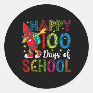 100 dagen School Kleurrijke Dabbing Pencil Teacher Ronde Sticker