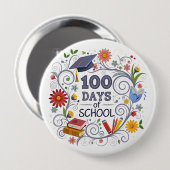"100 dagen school"-knop ronde button 4,0 cm (Voorkant /achterkant)