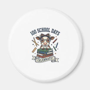 100 Dagen School Koe Vintage Gravure Leraar T-shir Magneet