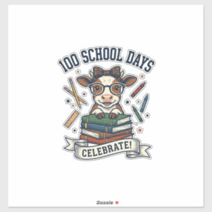 100 Dagen School Koe Vintage Gravure Leraar T-shir Sticker