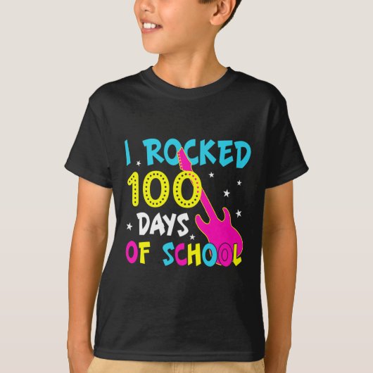 100 dagen school kreeg ik 100e dag gitaarmuziek t-shirt (Voorkant)