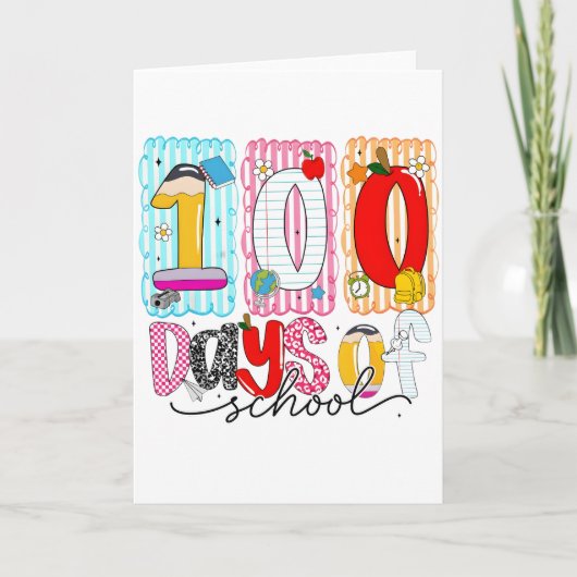100 dagen school Lief Kleurrijk 100ste dag Kaart (Voorkant)
