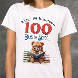 100 Dagen School Lieve Beer Lezende Leraar T-shirt