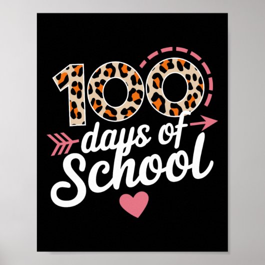 100 dagen school luipaard hart meisjes vrouwen kin poster (Voorkant)