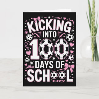 100 Dagen School Meisjes Voetbal Flirterig Roze Bo Kaart