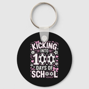 100 Dagen School Meisjes Voetbal Flirterig Roze St Sleutelhanger