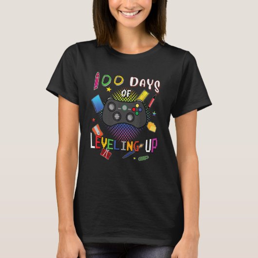 100 dagen school met videogamer 100e D T-shirt (Voorkant)