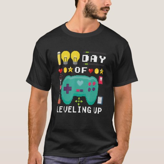 100 dagen school met videogamer 100e D T-shirt (Voorkant)