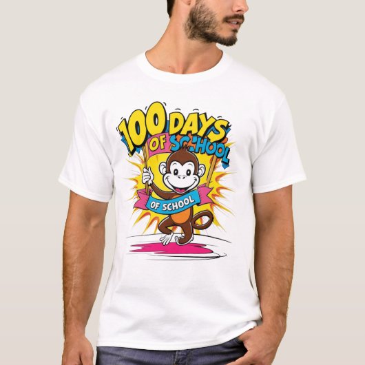 100 dagen School Monkey Celebration Design T-shirt (Voorkant)