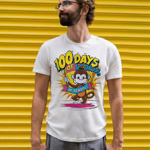 100 dagen School Monkey Celebration Design T-shirt