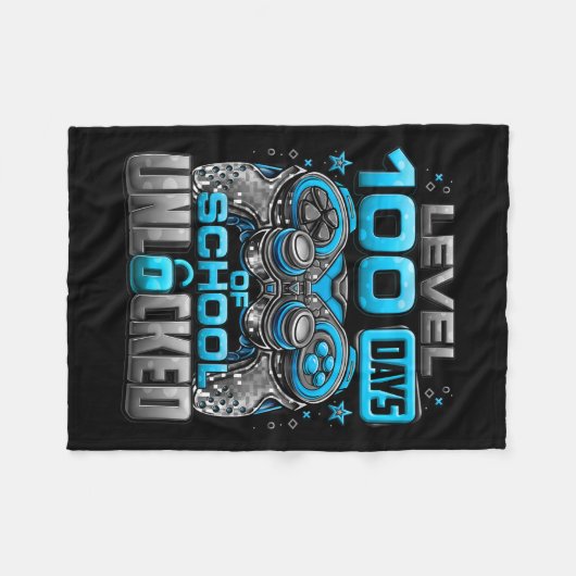 100 dagen school ontgrendelde jongens 100ste dag v fleece deken (Voorkant (Horizontaal))