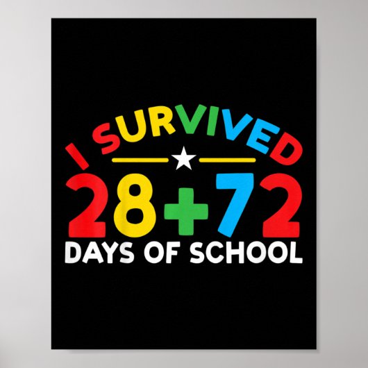 100 dagen school overleefde ik 28 + 72 dagen schoo poster (Voorkant)