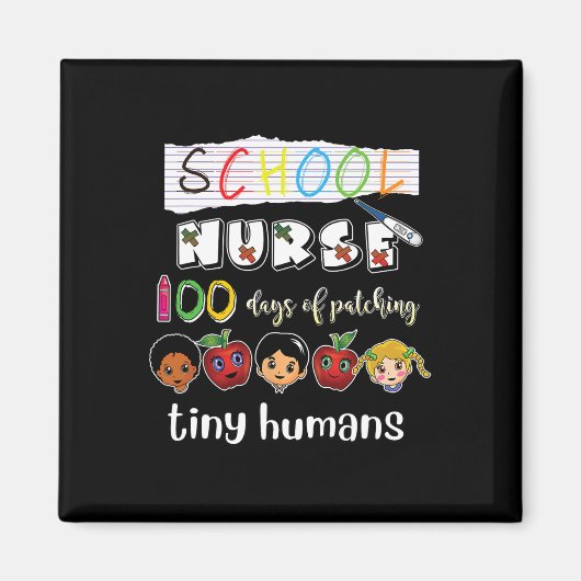100 dagen school patching Tiny Humans School Nur Magneet (Voorkant)