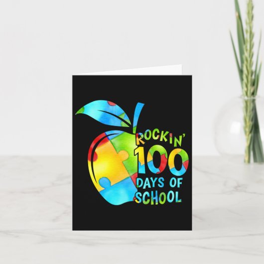 100 dagen school Puzzle Apple Autism Awa Kaart (Voorkant)