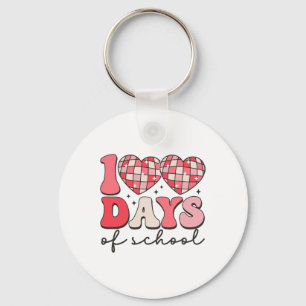 100 dagen school Retro Disco Harten 100ste dag van Sleutelhanger