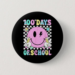 100 Dagen School Retro Glimlach Gezicht Leraar Kin Ronde Button 5,7 Cm