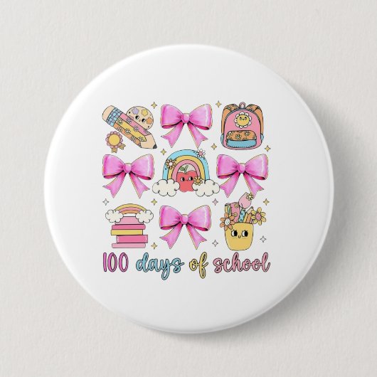 🌈🎀 100 dagen school 🎉📚 ronde button 7,6 cm (Voorkant)