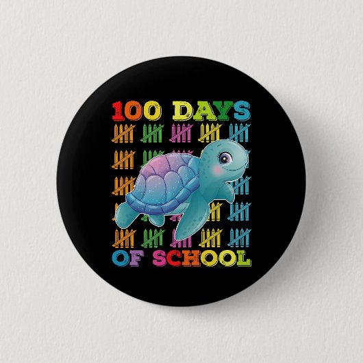 100 Dagen School Schildpad Leraar Student Ronde Button 5,7 Cm (Voorkant)