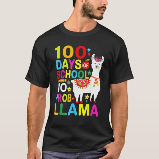 100 dagen school shirt Geen probleem lama 100ste  (Voorkant)