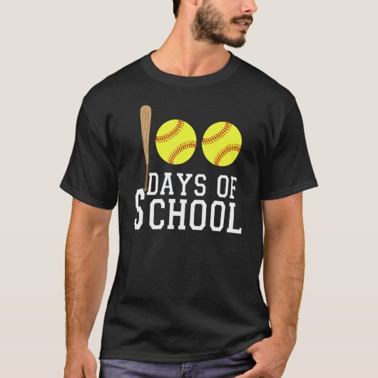 100 Dagen School Softbal Leraar of Student 1 T-shirt (Voorkant)