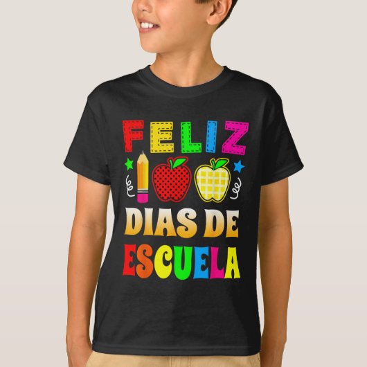 100 dagen school Spaans - Feliz 100 Dias de Esc T-shirt (Voorkant)