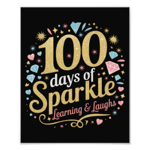 100 dagen school sprankelend leren en lachen foto afdruk