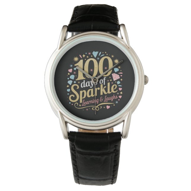 100 dagen school sprankelend leren en lachen horloge (Voorkant)