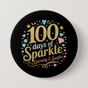 100 dagen school sprankelend leren en lachen ronde button 7,6 cm