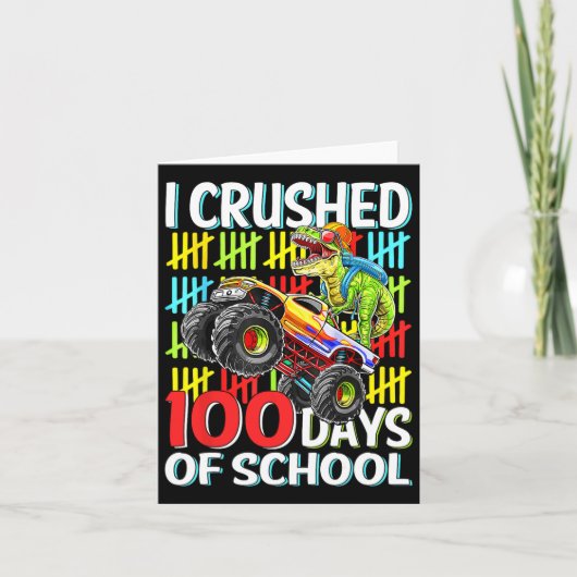 100 dagen School T-Rex Monster Truck 100th Day O Kaart (Voorkant)