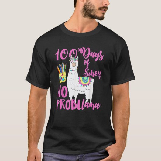 100 dagen school T-shirts Geen probleem lama 100e (Voorkant)
