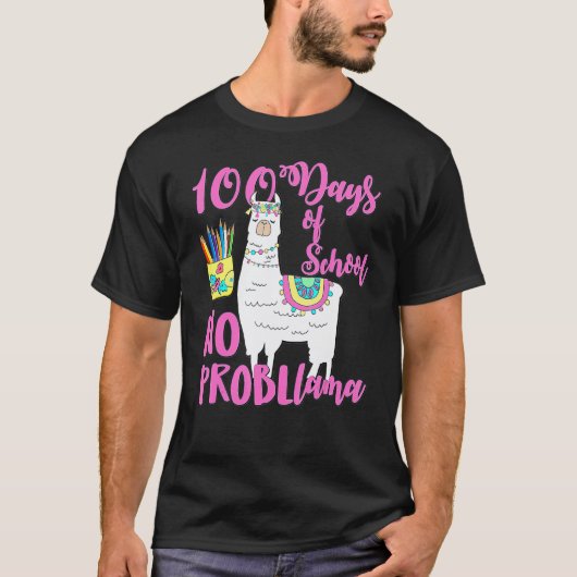 100 Dagen School T-shirts Geen Probllama Lama 100e (Voorkant)
