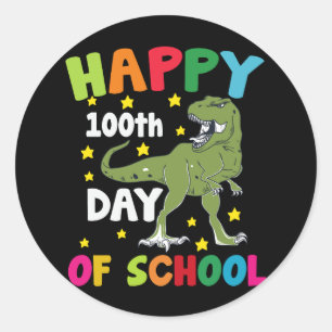 100 dagen school Trex 100ste dag van school Ronde Sticker