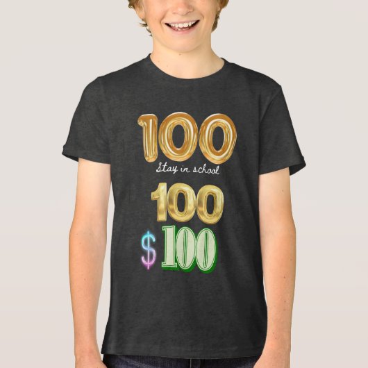 100 dagen school Tri-Blend shirt (Voorkant)