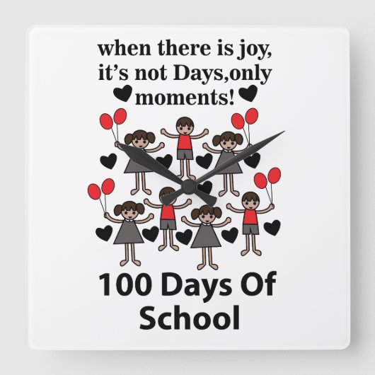 100 dagen school vierkante klok (Voorkant)