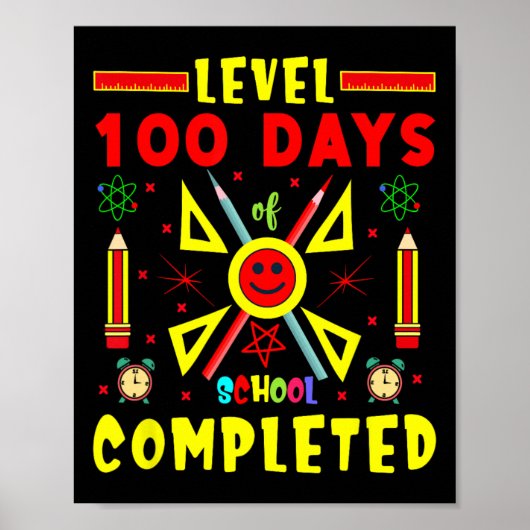 100 dagen school voltooid 100th dag gaming spel poster (Voorkant)