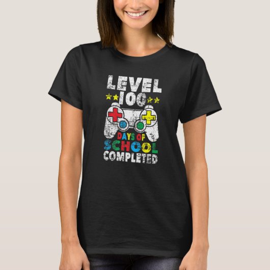 100 dagen school voltooid gamer Boy level op G T-shirt (Voorkant)