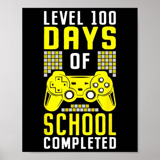 100 dagen school voor afgewerkte gamer poster (Voorkant)